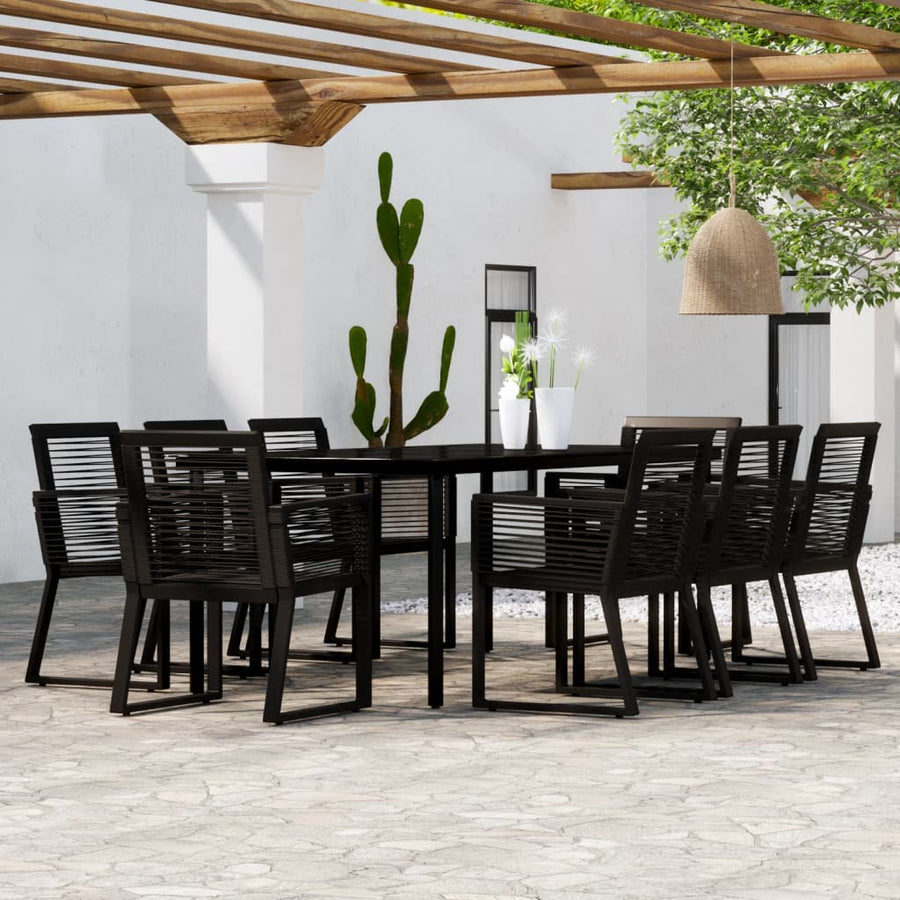 9-Delige Tuinset Zwart 8 200 cm tafellengte