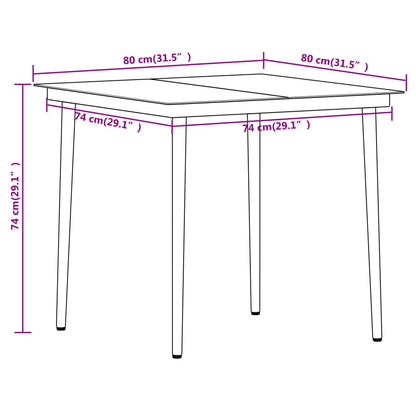 -Delige Tuinset Zwart 3 80 cm tafellengte