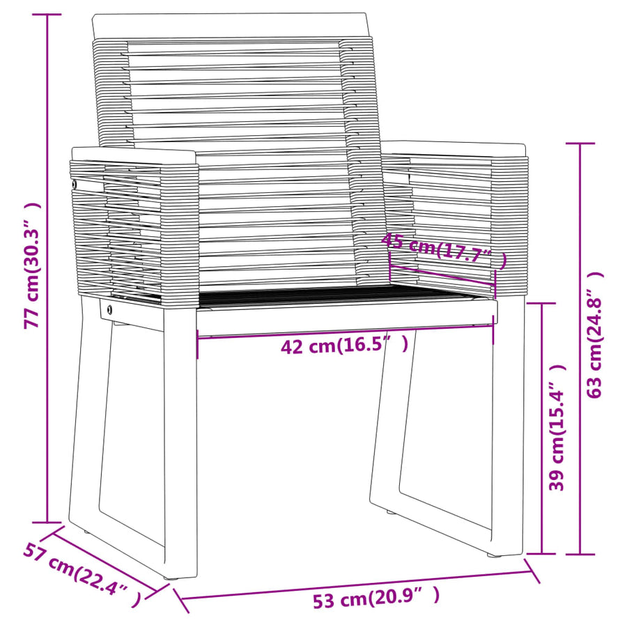 -Delige Tuinset Zwart 5 80 cm tafellengte