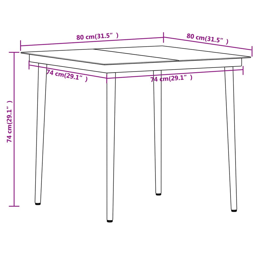 -Delige Tuinset Zwart 5 80 cm tafellengte