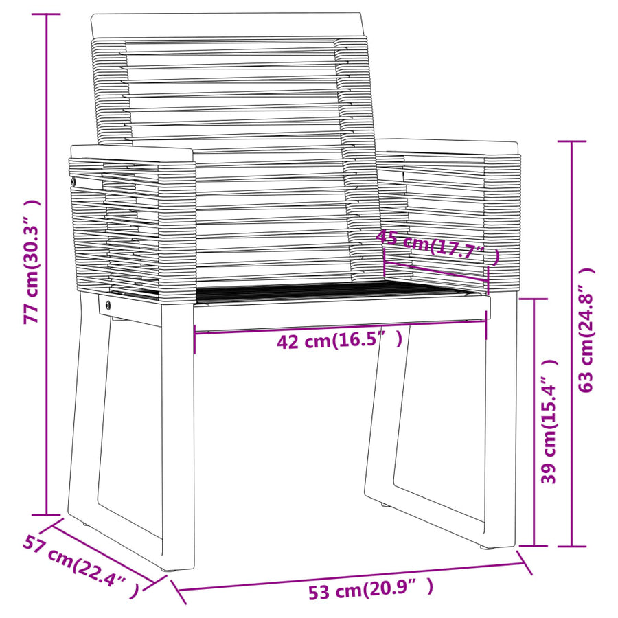 -Delige Tuinset Zwart 7 140 cm tafellengte