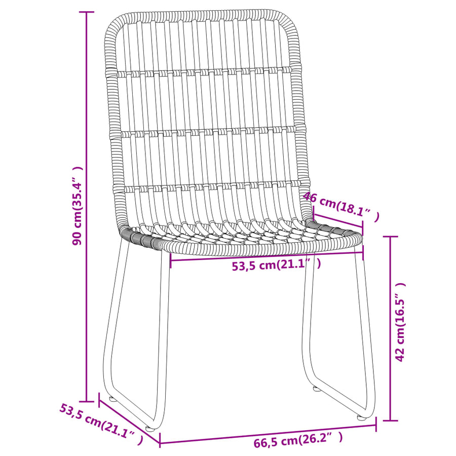 -Delige Tuinset 3 80 cm tafellengte Zwart
