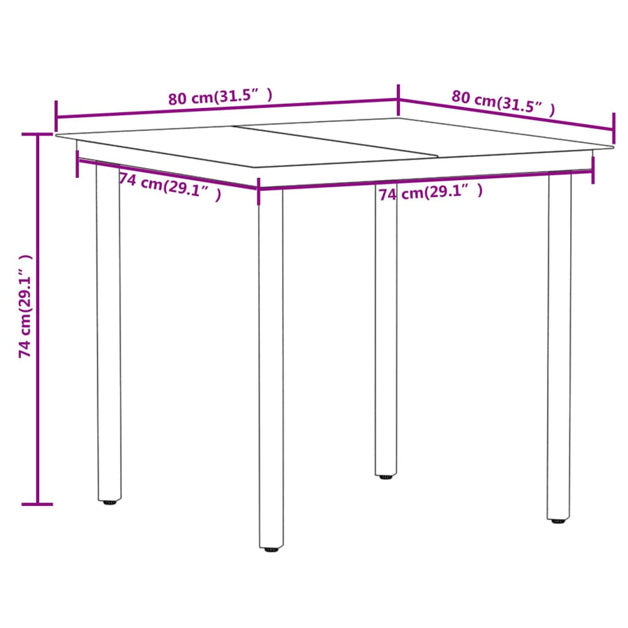 -Delige Tuinset 5 80 cm tafellengte Zwart