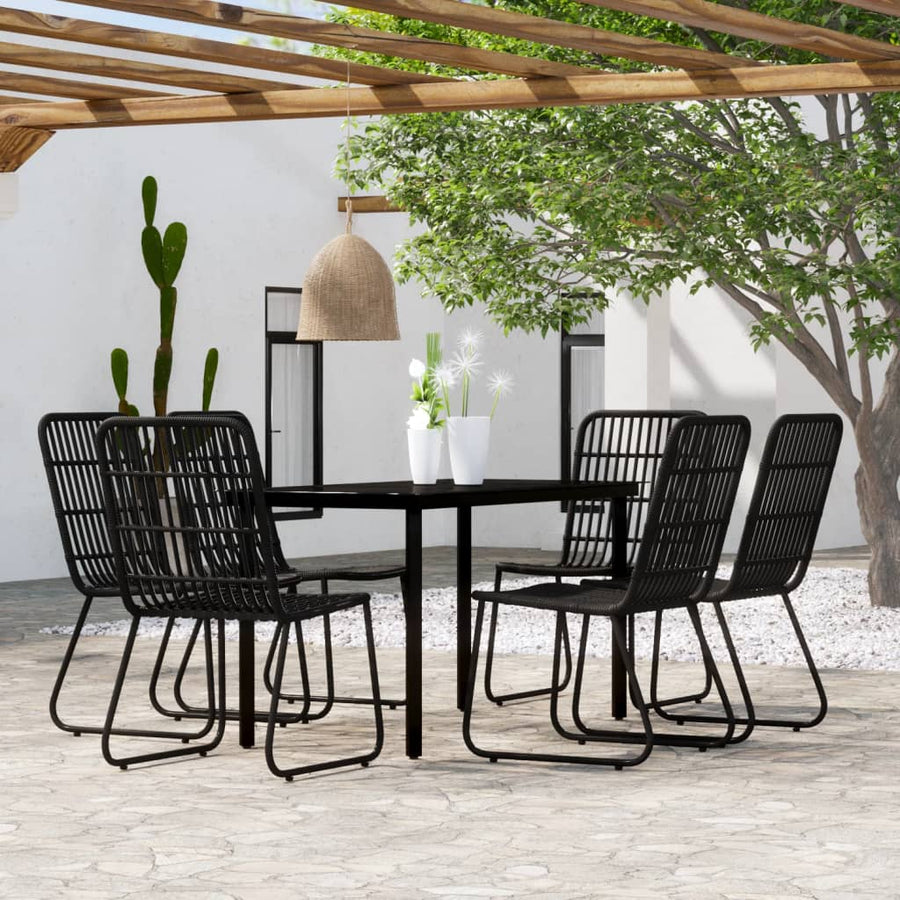 -Delige Tuinset 7 140 cm tafellengte Zwart