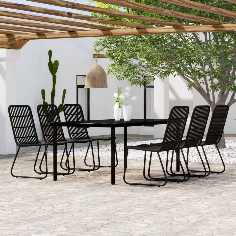 7-Delige Tuinset 6 200 cm tafellengte Zwart