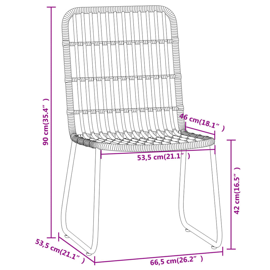 -Delige Tuinset Kleurig 3 80 cm tafellengte Eiken