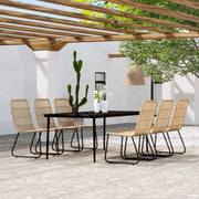 Tuinset 7-delig PE-rattan glas zwart
