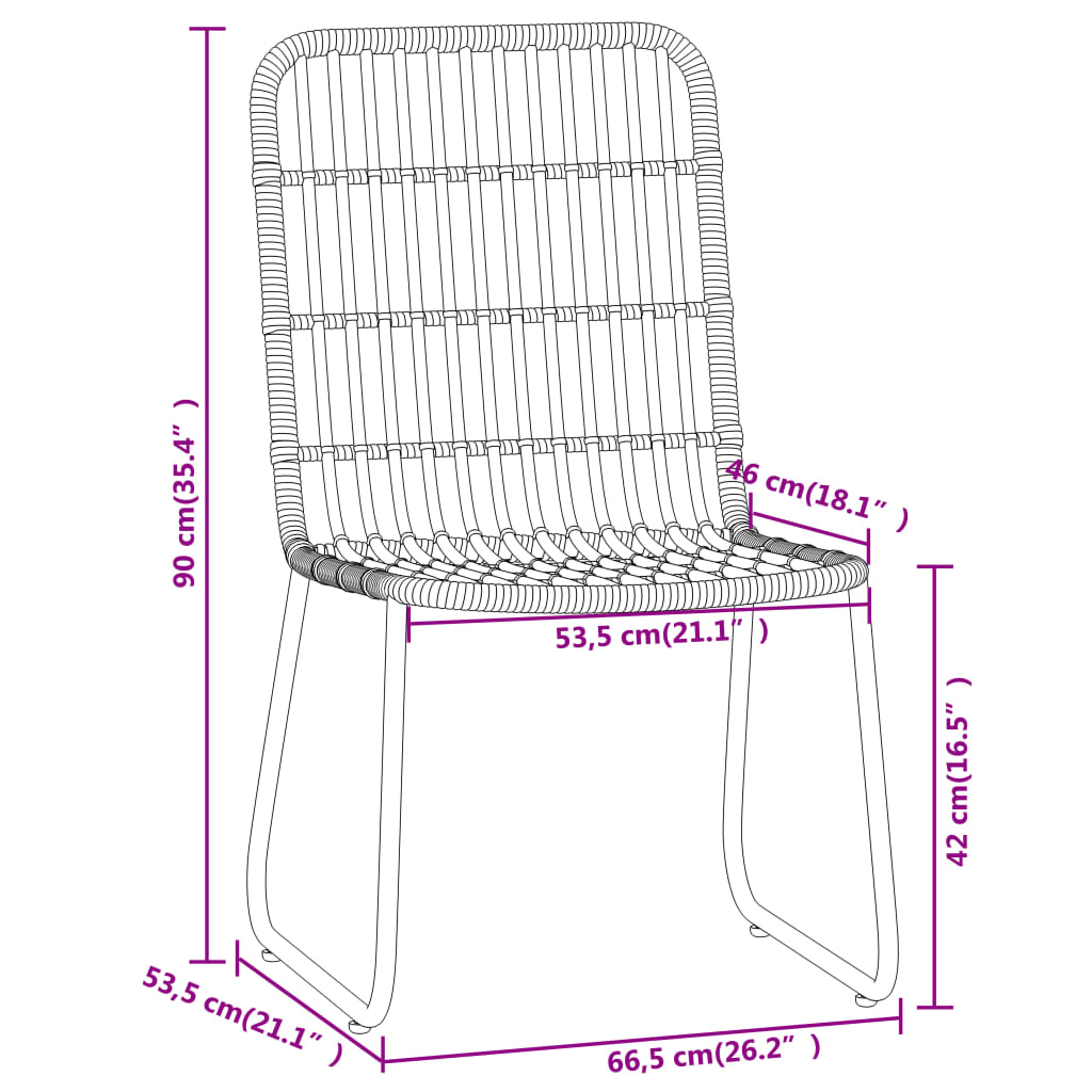 -Delige Tuinset 3 80 cm tafellengte Zwart