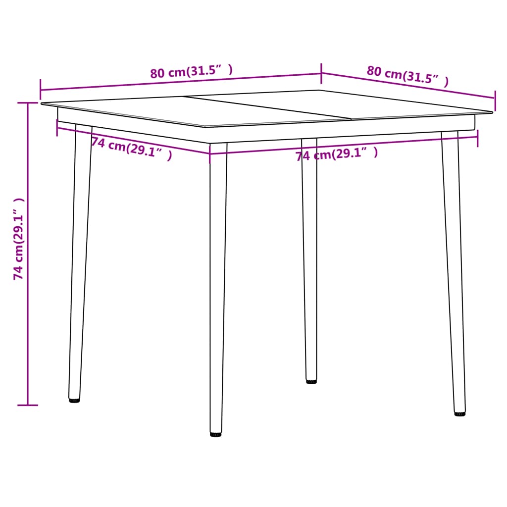 -Delige Tuinset 5 80 cm tafellengte Zwart
