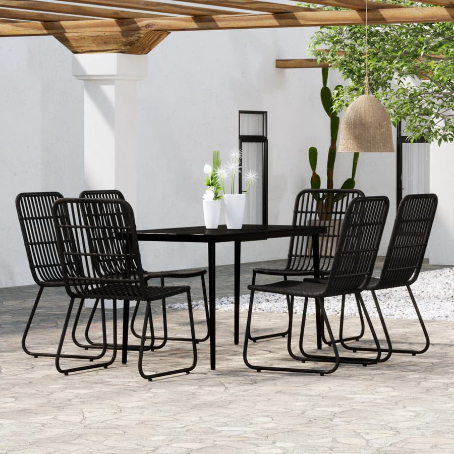 -Delige Tuinset 7 140 cm tafellengte Zwart
