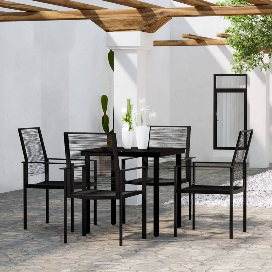 -Delige Tuinset Zwart 5 80 cm tafellengte