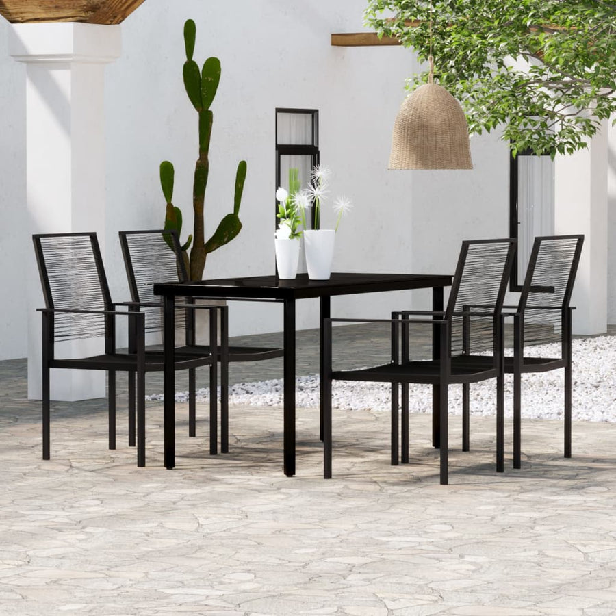 -Delige Tuinset Zwart 5 140 cm tafellengte