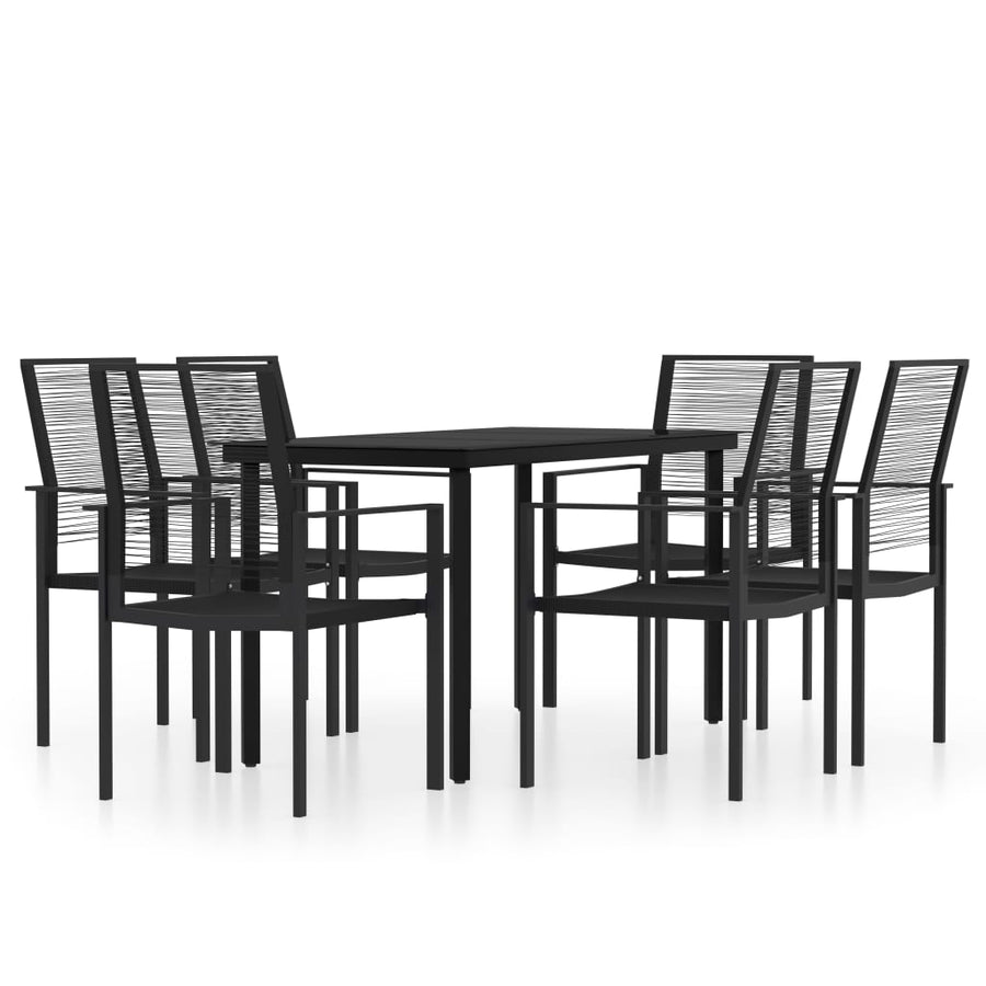 -Delige Tuinset Zwart 7 140 cm tafellengte