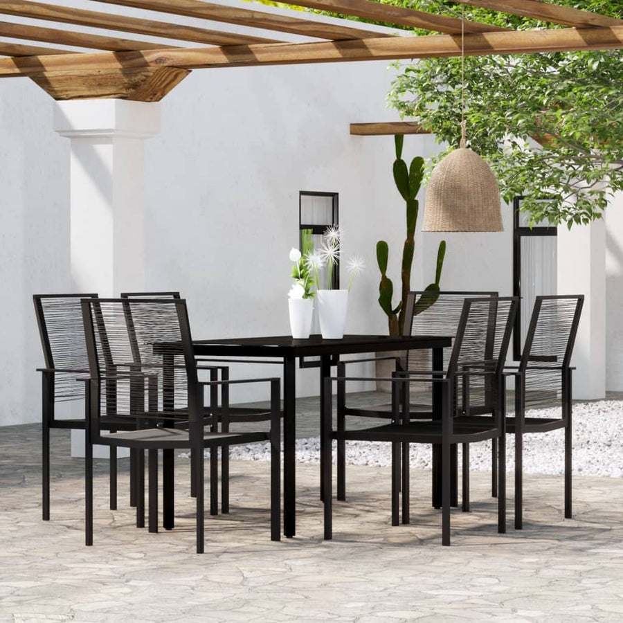 -Delige Tuinset Zwart 7 140 cm tafellengte