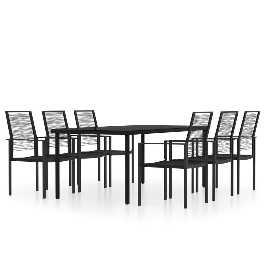 7-Delige Tuinset Zwart 6 200 cm tafellengte