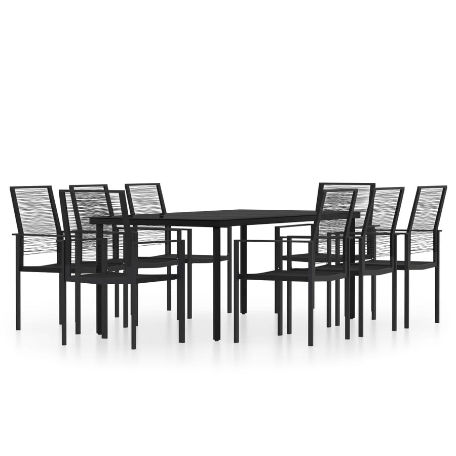 9-Delige Tuinset Zwart 8 200 cm tafellengte