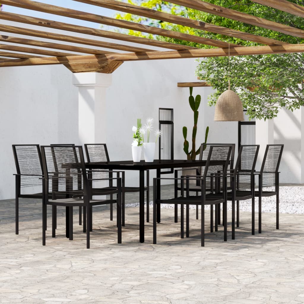 9-Delige Tuinset Zwart 8 200 cm tafellengte