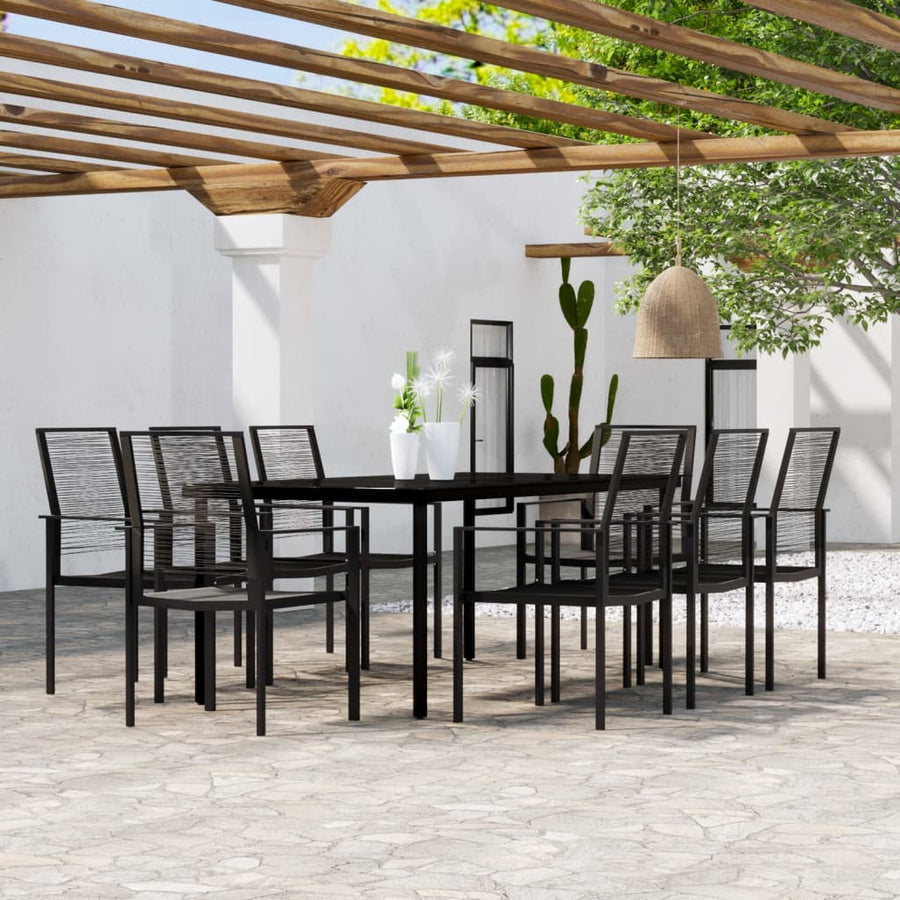 9-Delige Tuinset Zwart 8 200 cm tafellengte