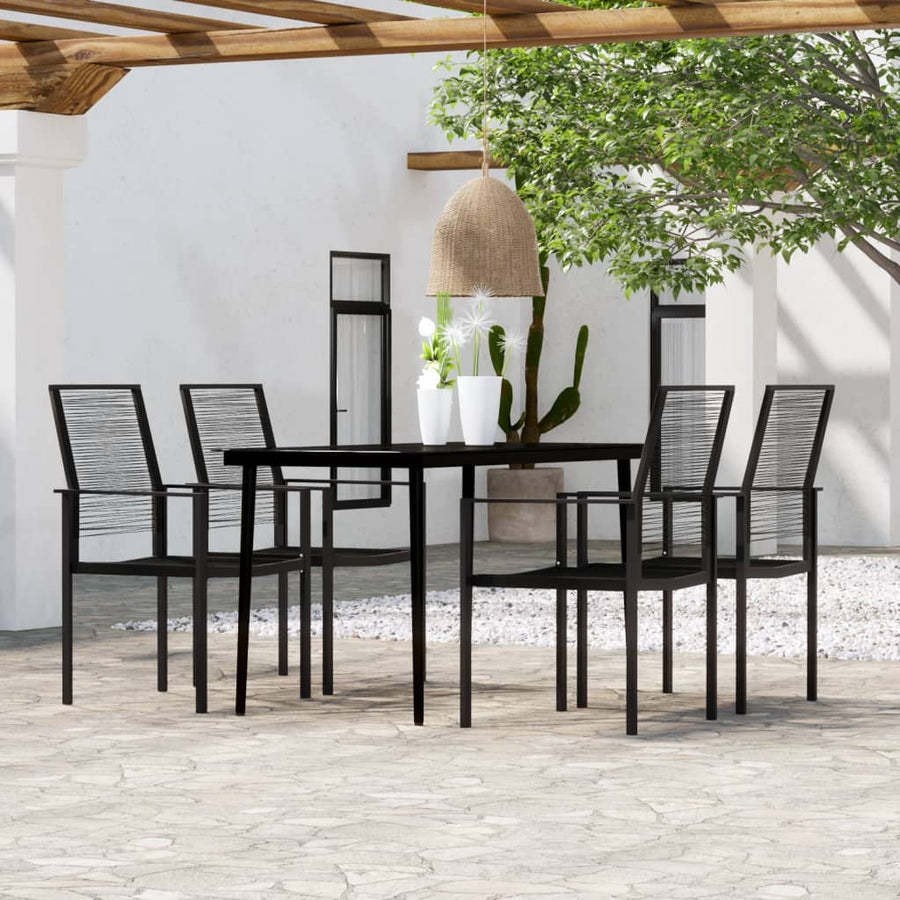 -Delige Tuinset Zwart 5 140 cm tafellengte