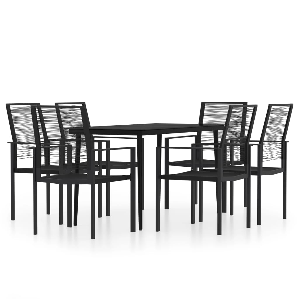 -Delige Tuinset Zwart 7 140 cm tafellengte