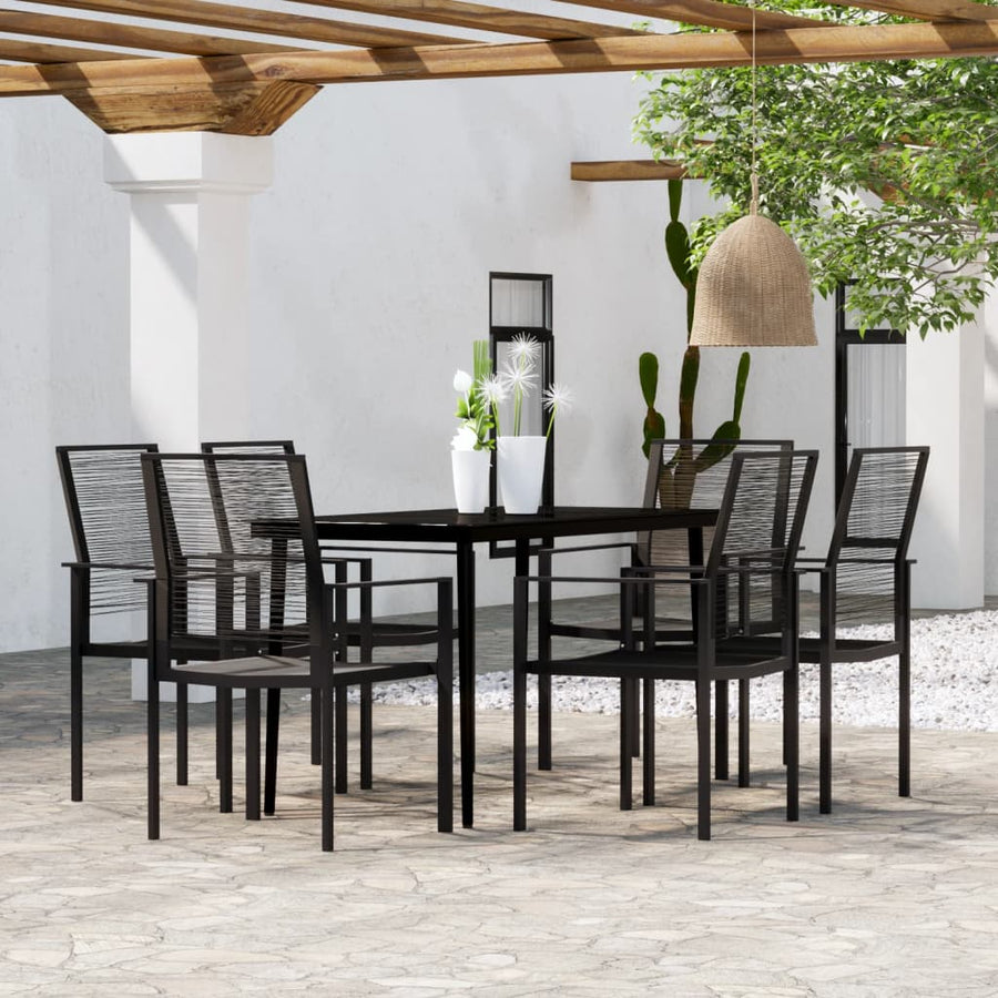 -Delige Tuinset Zwart 7 140 cm tafellengte