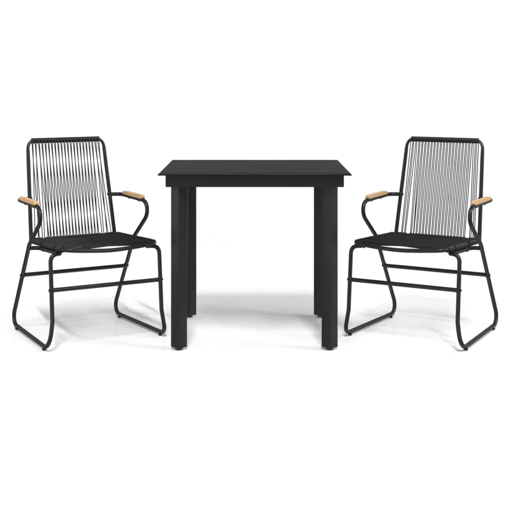 -Delige Tuinset Pvc-Rattan Zwart 3 80 cm tafellengte