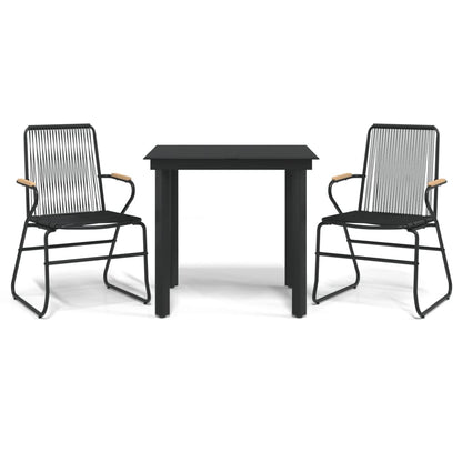 -Delige Tuinset Pvc-Rattan Zwart 3 80 cm tafellengte