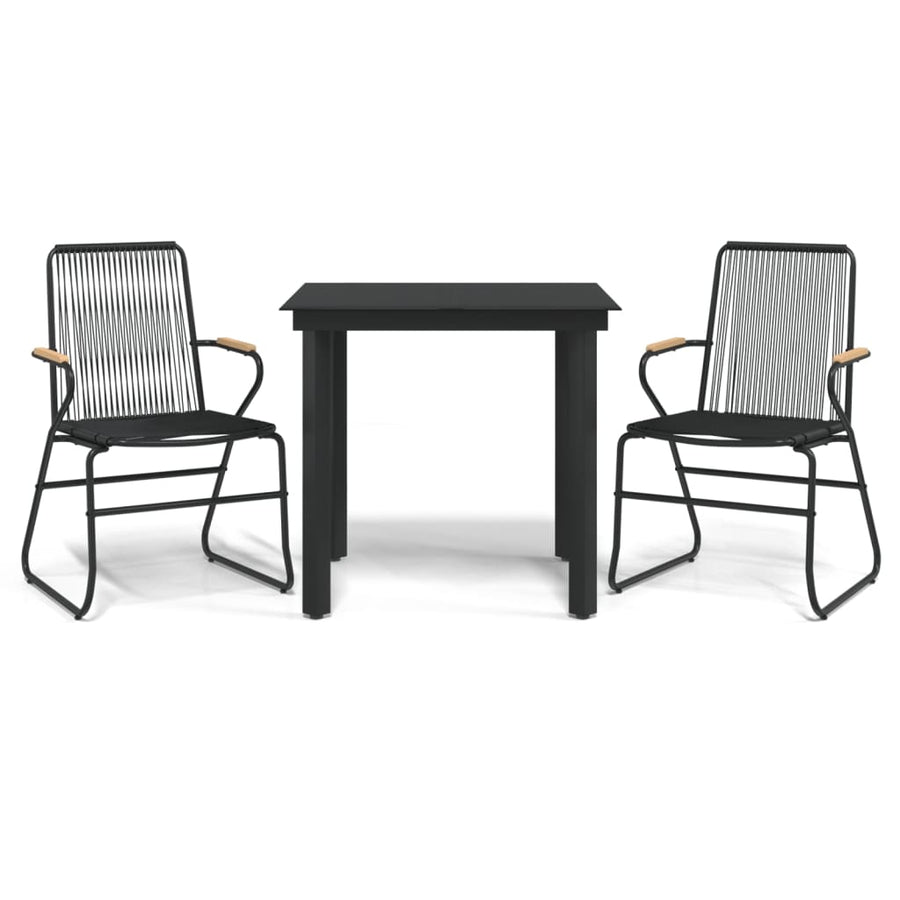 -Delige Tuinset Pvc-Rattan Zwart 3 80 cm tafellengte
