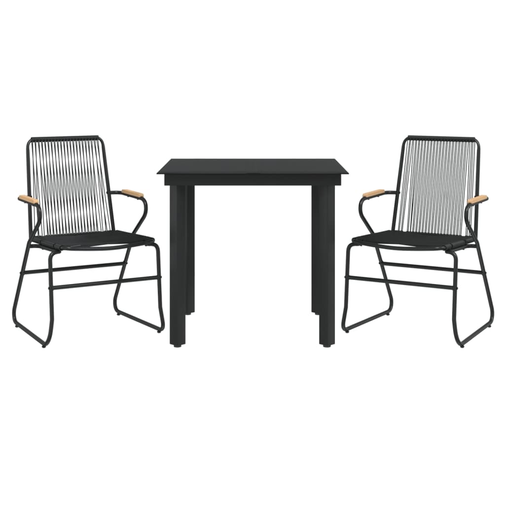 -Delige Tuinset Pvc-Rattan Zwart 3 80 cm tafellengte