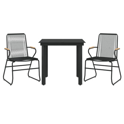 -Delige Tuinset Pvc-Rattan Zwart 3 80 cm tafellengte