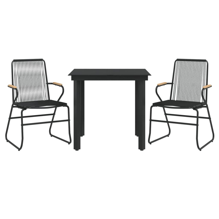 -Delige Tuinset Pvc-Rattan Zwart 3 80 cm tafellengte