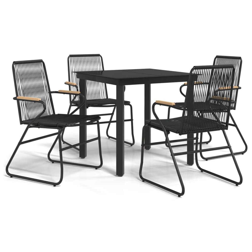 -Delige Tuinset Pvc-Rattan Zwart 5 80 cm tafellengte