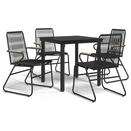 -Delige Tuinset Pvc-Rattan Zwart 5 80 cm tafellengte