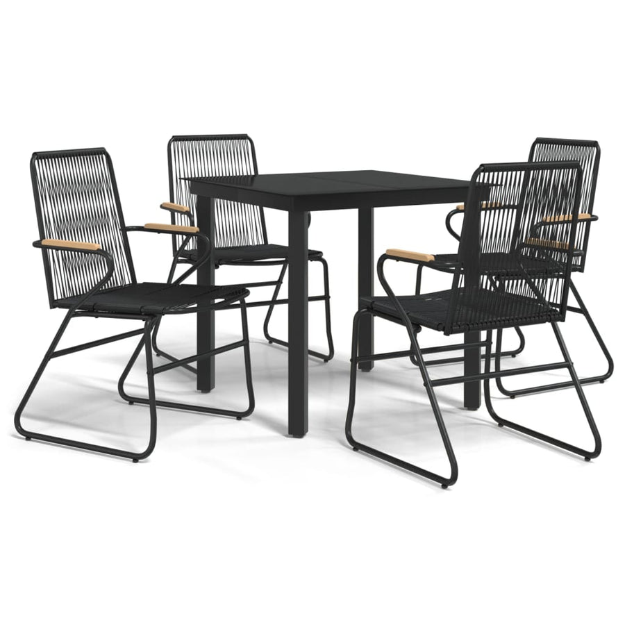 -Delige Tuinset Pvc-Rattan Zwart 5 80 cm tafellengte