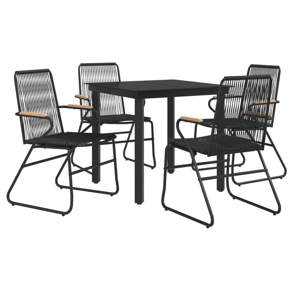 -Delige Tuinset Pvc-Rattan Zwart 5 80 cm tafellengte