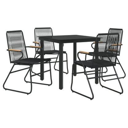 -Delige Tuinset Pvc-Rattan Zwart 5 80 cm tafellengte