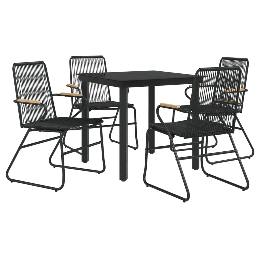 -Delige Tuinset Pvc-Rattan Zwart 5 80 cm tafellengte