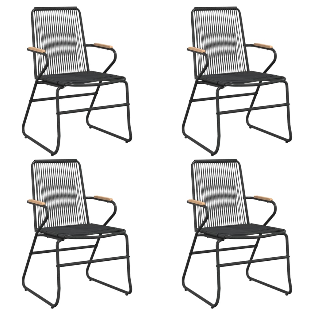 -Delige Tuinset Pvc-Rattan Zwart 5 80 cm tafellengte