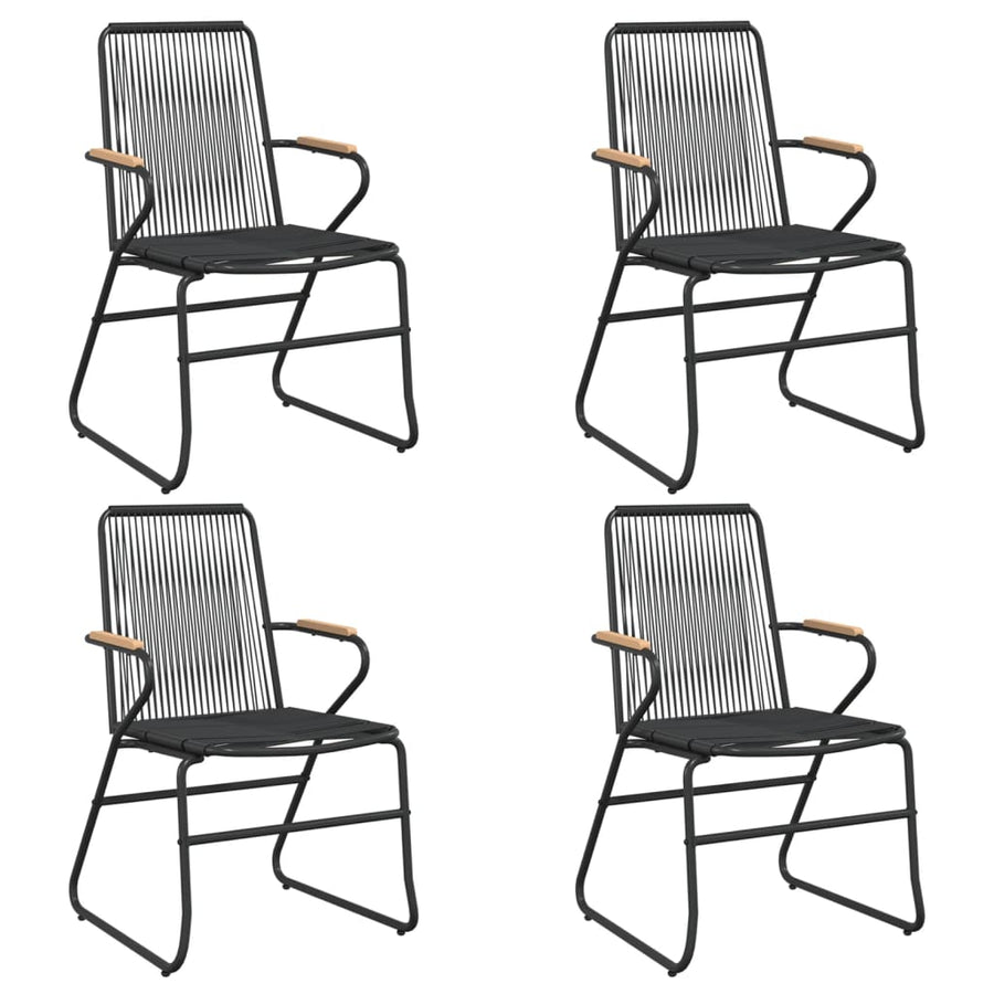 -Delige Tuinset Pvc-Rattan Zwart 5 80 cm tafellengte