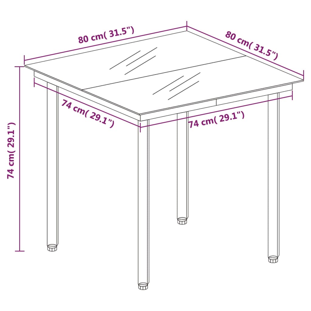 -Delige Tuinset Pvc-Rattan Zwart 5 80 cm tafellengte