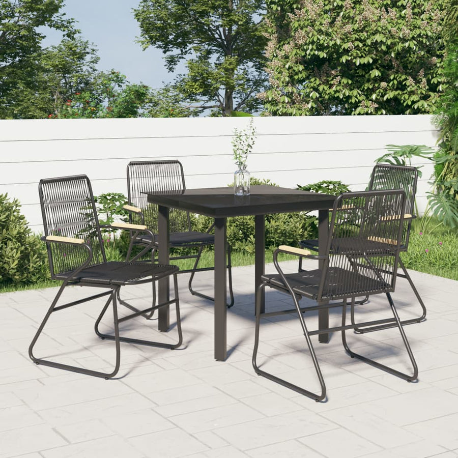 -Delige Tuinset Pvc-Rattan Zwart 5 80 cm tafellengte