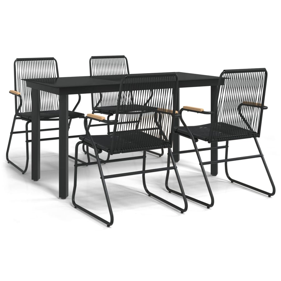 -Delige Tuinset Pvc-Rattan Zwart 5 140 cm tafellengte
