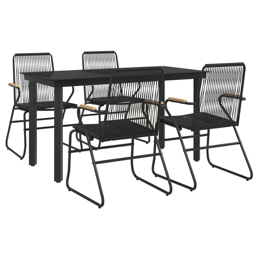 -Delige Tuinset Pvc-Rattan Zwart 5 140 cm tafellengte