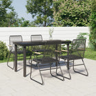 Tuinset 5-delig PVC-rattan zwart 140x70x74 cm