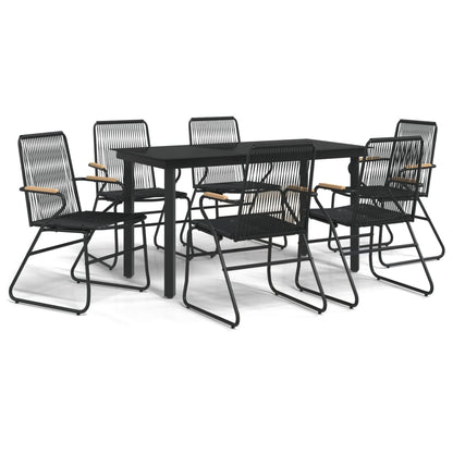 -Delige Tuinset Pvc-Rattan Zwart 7 140 cm tafellengte