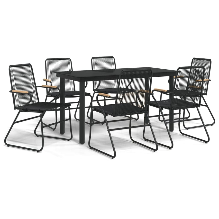 -Delige Tuinset Pvc-Rattan Zwart 7 140 cm tafellengte
