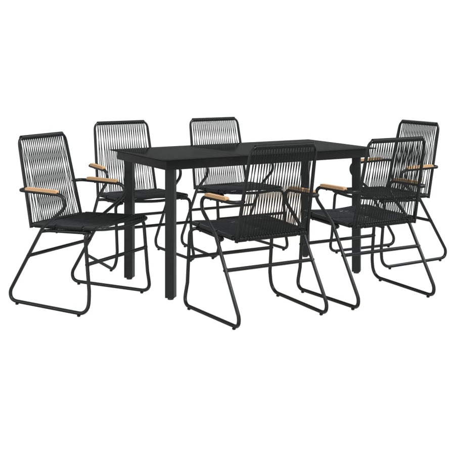 -Delige Tuinset Pvc-Rattan Zwart 7 140 cm tafellengte