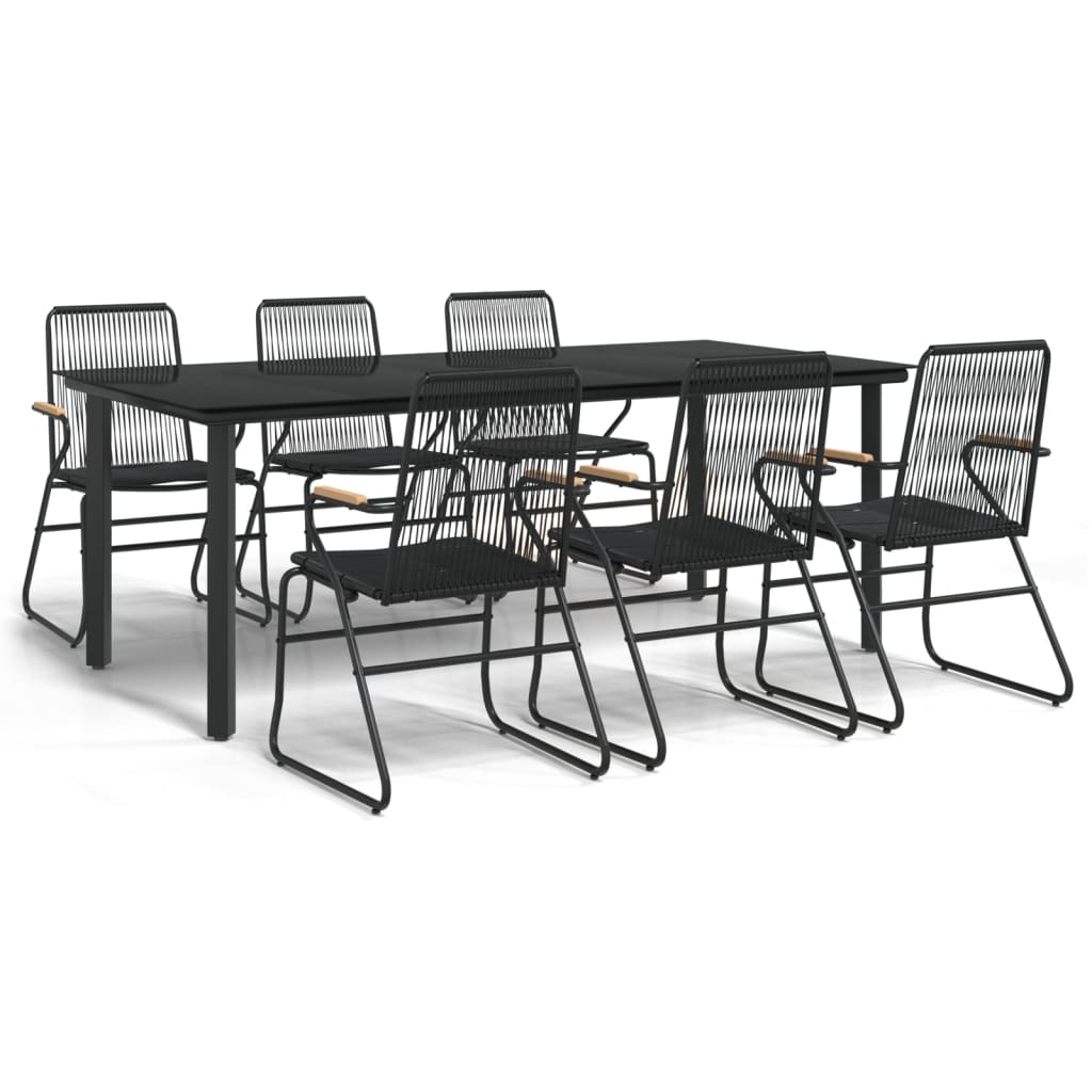 7-Delige Tuinset Pvc-Rattan Zwart 6 200 cm tafellengte