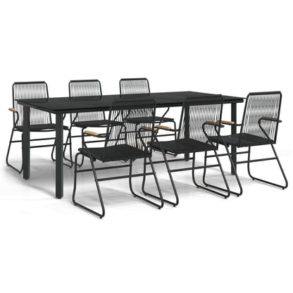 7-Delige Tuinset Pvc-Rattan Zwart 6 200 cm tafellengte