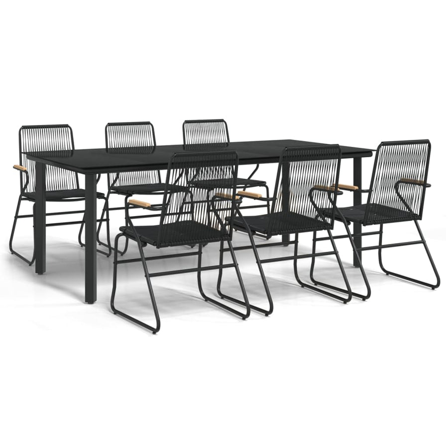 7-Delige Tuinset Pvc-Rattan Zwart 6 200 cm tafellengte